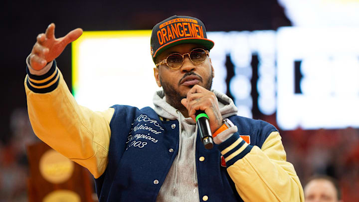 Syracuse basketball legend Carmelo Anthony is front and center in two fun television advertisements during March Madness.