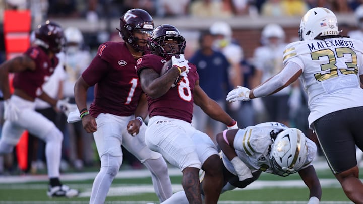 Oct 11, 2025; Atlanta, Ga.; Virginia Tech running back Terion Stewart (8) runs the ball against Georgia Tech.