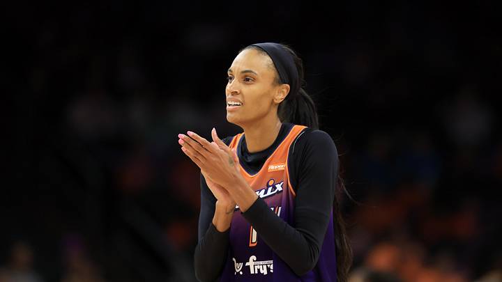 Jul 9, 2025; Phoenix, Arizona, USA; Phoenix Mercury forward DeWanna Bonner (14) against the Minnesota Lynx at PHX Arena. Mandatory Credit: Mark J. Rebilas-Imagn Images