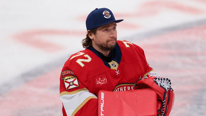 Apr 15, 2026; Sunrise, Florida, USA; Florida Panthers goaltender Sergei Bobrovsky (72) acknowledges the fans after the game against the Detroit Red Wings at Amerant Bank Arena. Mandatory Credit: Sam Navarro-Imagn Images