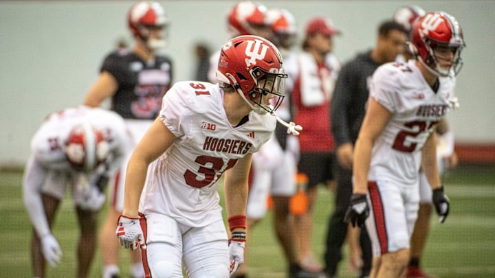 Indiana's Anthony Chung (31) during a spring practice at the Mellencamp Pavilion on Thursday, April
