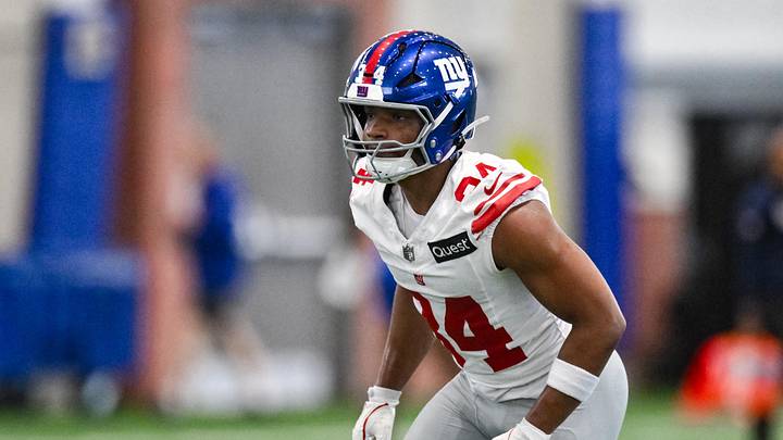 May 21, 2026; East Rutherford, NJ, USA; New York Giants safety Beau Brade (34) participates in a drill during organized team activities at Quest Diagnostics Training Center. May 21, 2026; East Rutherford, NJ, USA; New York Giants safety Beau Brade (34) participates in a drill during organized team activities at Quest Diagnostics Training Center.