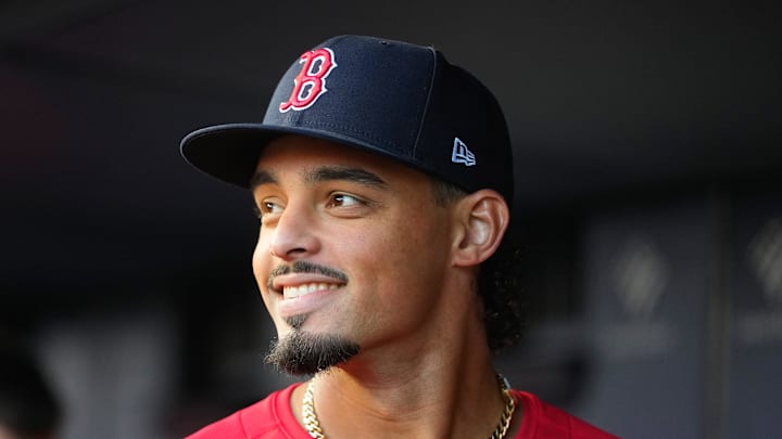 Aug 22, 2025; Bronx, New York, USA; Boston Red Sox pitcher Jordan Hicks (46) prior to the game against the New York Yankees at Yankee Stadium. Mandatory Credit: Gregory Fisher-Imagn Images