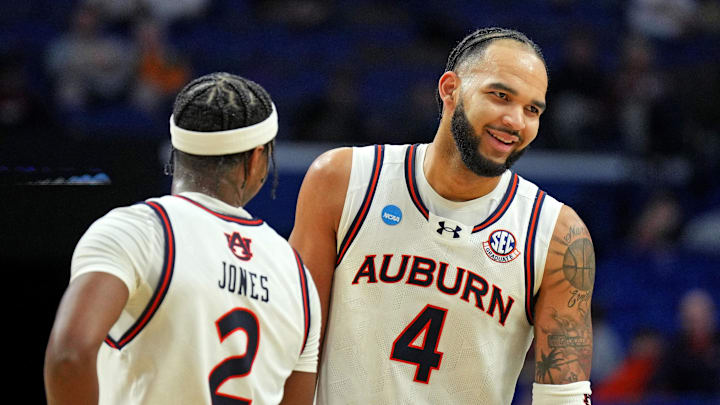 Auburn Tigers forward Johni Broome and Denver Jones lead their team against the Creighton Bluejays on Saturday night.