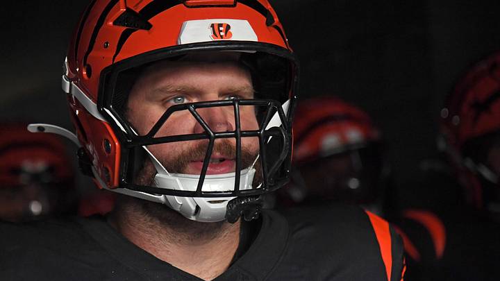 Aug 7, 2025; Philadelphia, Pennsylvania, USA; Cincinnati Bengals center Ted Karras (64) in the tunnel against the Philadelphia Eagles at Lincoln Financial Field. Mandatory Credit: Eric Hartline-Imagn Images