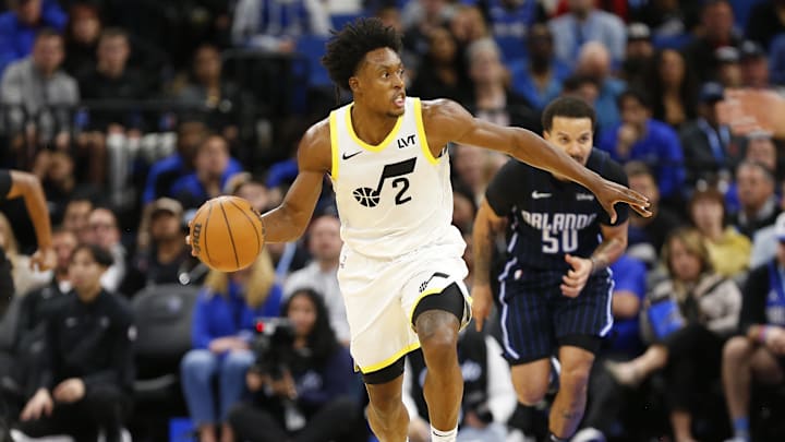Jan 5, 2025; Orlando, Florida, USA; Utah Jazz guard Collin Sexton (2) looks to pass the ball against the Orlando Magic at Kia Center. Mandatory Credit: Russell Lansford-Imagn Images Jan 5, 2025; Orlando, Florida, USA; Utah Jazz guard Collin Sexton (2) looks to pass the ball against the Orlando Magic at Kia Center. Mandatory Credit: Russell Lansford-Imagn Images