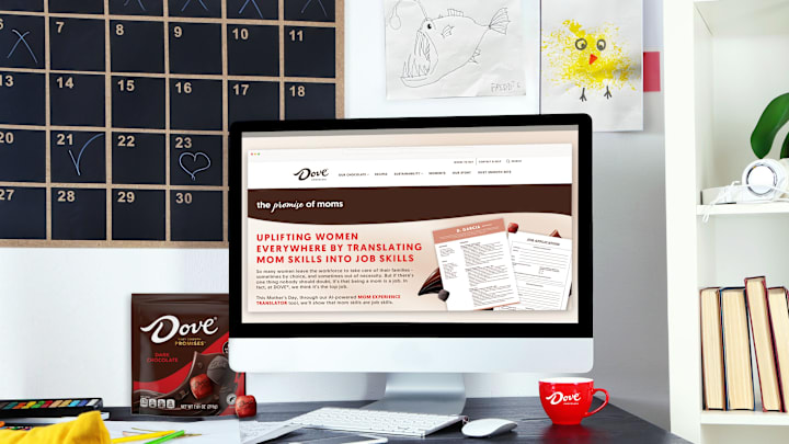 Dove Chocolate's Mother Experience Translator Image. Image Credit to Mars Wrigley. 