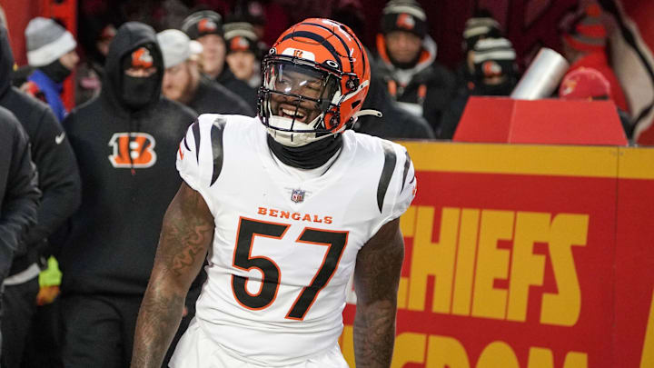 Jan 29, 2023; Kansas City, Missouri, USA; Cincinnati Bengals linebacker Germaine Pratt (57) takes the field against the Kansas City Chiefs prior to the AFC Championship game at GEHA Field at Arrowhead Stadium. Mandatory Credit: Denny Medley-Imagn Images