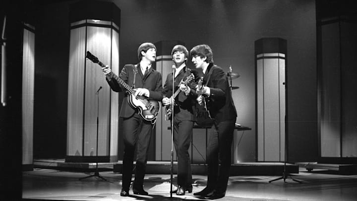 The Beatles performing.