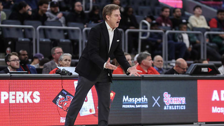 Feb 6, 2024; Elmont, New York, USA; St. John's Red Storm head coach Rick Pitino yells out