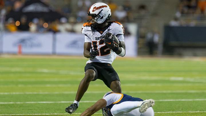 Oregon State’s Jesse Legree runs past a UTEP defender during the Miners’ homecoming football game Saturday, Sept. 26, 2026, at the Sun Bowl in El Paso, Texas.