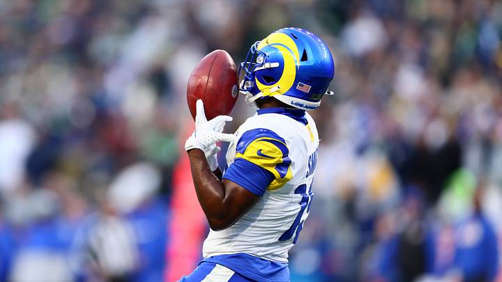 Jan 25, 2026; Seattle, WA, USA; Los Angeles Rams wide receiver Xavier Smith (19) drops a punt return during the first half against the Seattle Seahawks in the 2026 NFC Championship Game at Lumen Field. Mandatory Credit: Kevin Ng-Imagn Images Jan 25, 2026; Seattle, WA, USA; Los Angeles Rams wide receiver Xavier Smith (19) drops a punt return during the first half against the Seattle Seahawks in the 2026 NFC Championship Game at Lumen Field. Mandatory Credit: Kevin Ng-Imagn Images