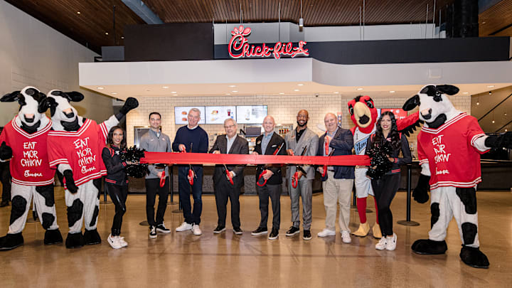 Atlanta Hawks Celebrate Opening Of New Chick-Fil-A Location At State Farm Arena Atlanta Hawks Celebrate Opening Of New Chick-Fil-A Location At State Farm Arena