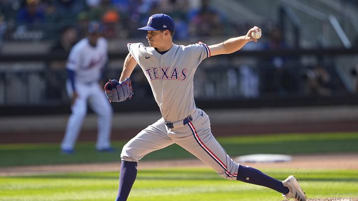  Texas Rangers pitcher Hoby Milner (41) delivers a pitch against the New York Mets during the seventh inning at Citi Field.