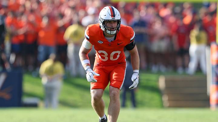Aug 29, 2026; Charlottesville, Virginia, USA; Virginia Cavaliers safety Ethan Minter (30) pre-snap during the game against the North Carolina State Wolfpack at Scott Stadium. Mandatory Credit: Greg Atkins-Imagn Images Aug 29, 2026; Charlottesville, Virginia, USA; Virginia Cavaliers safety Ethan Minter (30) pre-snap during the game against the North Carolina State Wolfpack at Scott Stadium. Mandatory Credit: Greg Atkins-Imagn Images