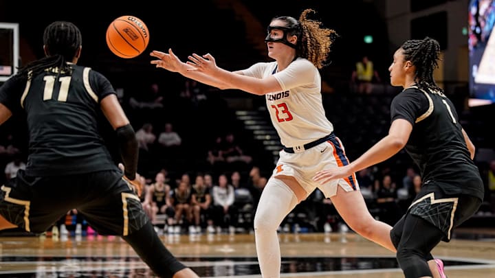 Illinois forward Berry Wallace (23) passes the ball past Colorado forward Logyn Greer (11) during the second half in the first round of the NCAA college basketball tournament at Memorial Gym in Nashville, Tenn., Saturday, March 21, 2026. Illinois forward Berry Wallace (23) passes the ball past Colorado forward Logyn Greer (11) during the second half in the first round of the NCAA college basketball tournament at Memorial Gym in Nashville, Tenn., Saturday, March 21, 2026.