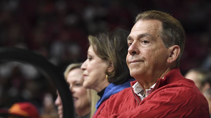 Feb 17, 2024; Tuscaloosa, Alabama, USA;  Alabama Crimson Tide former head football coach Nick Saban