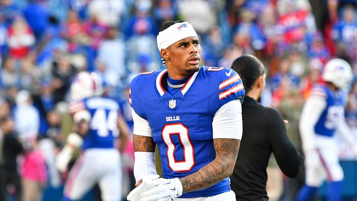 Nov 2, 2025; Orchard Park, New York, USA; Buffalo Bills wide receiver Keon Coleman (0) warms up before the game against the Kansas City Chiefs at Highmark Stadium. Mandatory Credit: Mark Konezny-Imagn Images Nov 2, 2025; Orchard Park, New York, USA; Buffalo Bills wide receiver Keon Coleman (0) warms up before the game against the Kansas City Chiefs at Highmark Stadium. Mandatory Credit: Mark Konezny-Imagn Images