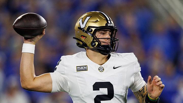 Oct 24, 2026; Lexington, Kentucky, USA;  Vanderbilt Commodores quarterback Jared Curtis (2) throws a pass during the first quarter against the Kentucky Wildcats at Kroger Field.  Mandatory Credit: Jordan Prather-Imagn Images