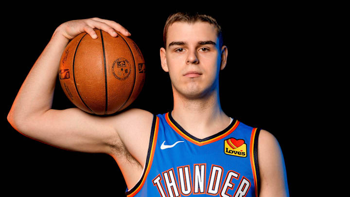 Nikola Topic is pictured during the Thunder media day at the Paycom Center in Oklahoma City, on Monday, Sept. 30, 2024.