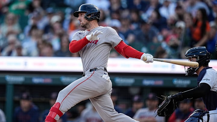 Alex Bregman of Boston Red Sox hits ball against Detroit Tigers Alex Bregman of Boston Red Sox hits ball against Detroit Tigers