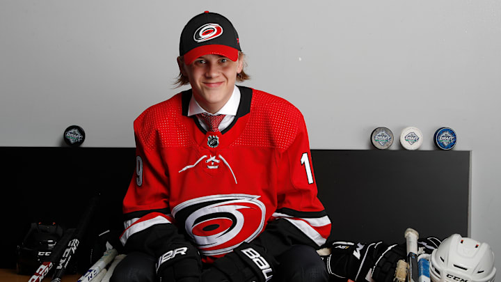 Carolina Hurricanes prospect Anttoni Honka after being drafted in 2019.