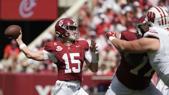 Alabama QB Ty Simpson has a chance to play Alabama back into the SEC race against Georgia. Alabama QB Ty Simpson has a chance to play Alabama back into the SEC race against Georgia.