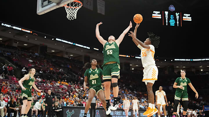 USF got a double win Thursday night. The Bulls beat Duke 85-72, but also saw American Conference Preseason Player of the Year Carla Brito (55) get her first action of the season after missing four games with an injury. USF got a double win Thursday night. The Bulls beat Duke 85-72, but also saw American Conference Preseason Player of the Year Carla Brito (55) get her first action of the season after missing four games with an injury.