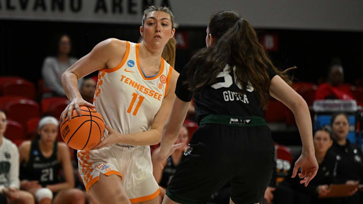 Mar 23, 2024; Raleigh, North Carolina, USA; Tennessee Lady Vols forward Karoline Striplin (11)