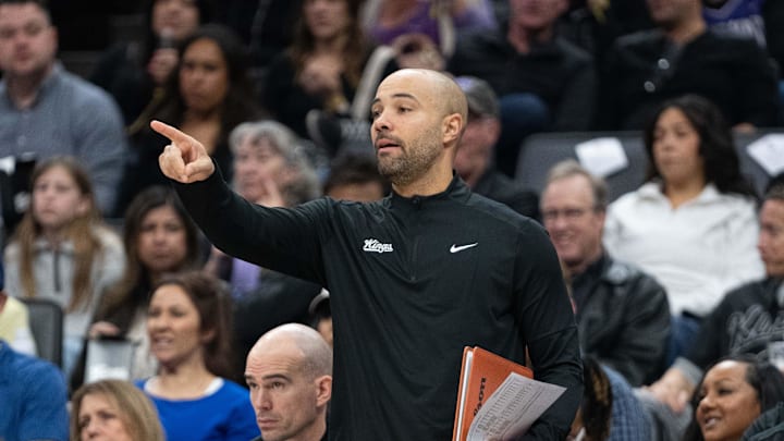 December 16, 2023; Sacramento, California, USA; Sacramento Kings associate head coach Jordi Fernandez during the first quarter against the Utah Jazz at Golden 1 Center. Mandatory Credit: Kyle Terada-Imagn Images