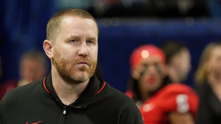 Georgia Defensive Glenn Schumann takes the field before the start of the SEC championship game against Texas in Atlanta, on Saturday, Dec. 7, 2024.