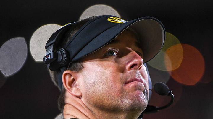 Nov 15, 2025; Columbia, Missouri, USA; Missouri Tigers head coach Eli Drinkwitz looks at the scoreboard in the Missouri matchup against Mississippi State at Faurot Field. Nov 15, 2025; Columbia, Missouri, USA; Missouri Tigers head coach Eli Drinkwitz looks at the scoreboard in the Missouri matchup against Mississippi State at Faurot Field.