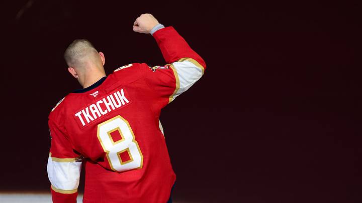 Oct 15, 2026; Sunrise, Florida, USA; Florida Panthers left wing Brady Tkachuk (8) celebrates after the game agains the Vancouver Canucks at Amerant Bank Arena. Mandatory Credit: Sam Navarro-Imagn Images Oct 15, 2026; Sunrise, Florida, USA; Florida Panthers left wing Brady Tkachuk (8) celebrates after the game agains the Vancouver Canucks at Amerant Bank Arena. Mandatory Credit: Sam Navarro-Imagn Images