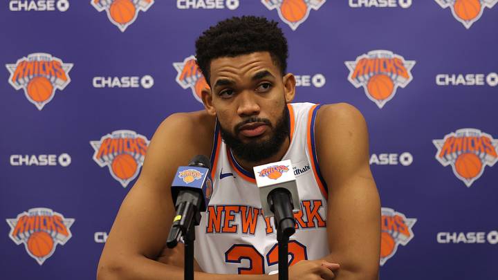 Sep 28, 2026; Tarrytown, NY, USA; New York Knicks center Karl-Anthony Towns (32) speaks during media day at the MSG training facility. Mandatory Credit: Brad Penner-Imagn Images Sep 28, 2026; Tarrytown, NY, USA; New York Knicks center Karl-Anthony Towns (32) speaks during media day at the MSG training facility. Mandatory Credit: Brad Penner-Imagn Images
