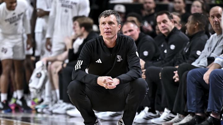 Texas A&M Aggies head coach Bucky McMillan looks on during the second half against the Mississippi State Bulldogs
