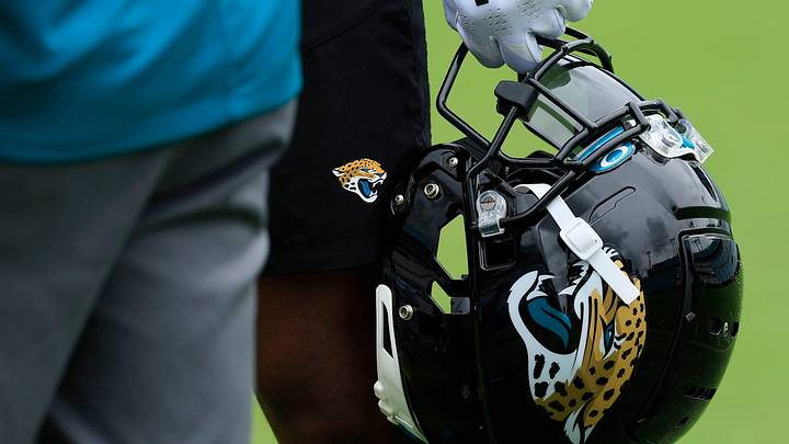 Jacksonville Jaguars linebacker Josh Allen (41) holds his helmet during an interview after practice during the first day of a mandatory minicamp Monday, June 12, 2023 at TIAA Bank Field in Jacksonville, Fla. This is the first of a three day camp June 12-14.