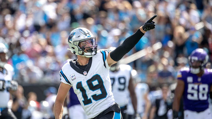 Oct 1, 2023; Charlotte, North Carolina, USA; Carolina Panthers wide receiver Adam Thielen (19)
