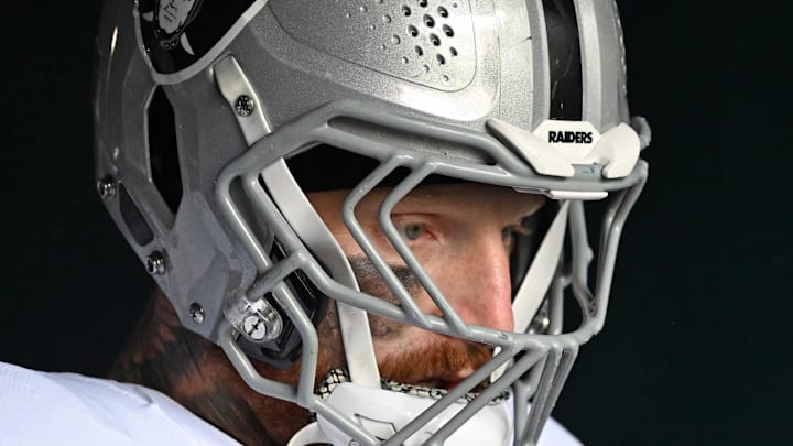 Dec 14, 2025; Philadelphia, Pennsylvania, USA; Las Vegas Raiders defensive end Maxx Crosby (98) in the tunnel against the Philadelphia Eagles at Lincoln Financial Field. Mandatory Credit: Eric Hartline-Imagn Images