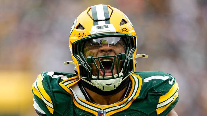 Green Bay Packers defensive end Micah Parsons (1) celebrates