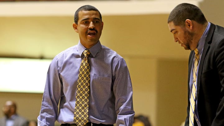 Texas A&M-Kingsville head men's basketball coach Johnny Estelle talks to his players on the bench in the game against Midwestern State Saturday, March 2, 2019, in D.L. Ligon Coliseum at MSU Texas.
Bkc Msu Texas Tamkingsville Texas A&M-Kingsville head men's basketball coach Johnny Estelle talks to his players on the bench in the game against Midwestern State Saturday, March 2, 2019, in D.L. Ligon Coliseum at MSU Texas.
Bkc Msu Texas Tamkingsville