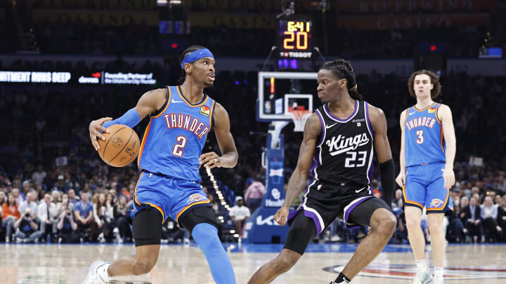Apr 9, 2024; Oklahoma City, Oklahoma, USA; Oklahoma City Thunder guard Shai Gilgeous-Alexander (2)