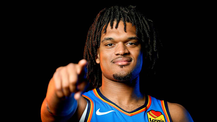 Dillon Jones is pictured during the Thunder media day at the Paycom Center in Oklahoma City, on Monday, Sept. 30, 2024.