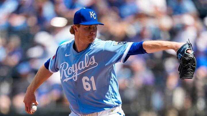 Kansas City, Missouri, USA; Kansas City Royals pitcher Eric Cerantola (61) pitches during the seventh inning against the Cleveland Guardians at Kauffman Stadium. Mandatory Credit: Jay Biggerstaff-Imagn Images Kansas City, Missouri, USA; Kansas City Royals pitcher Eric Cerantola (61) pitches during the seventh inning against the Cleveland Guardians at Kauffman Stadium. Mandatory Credit: Jay Biggerstaff-Imagn Images