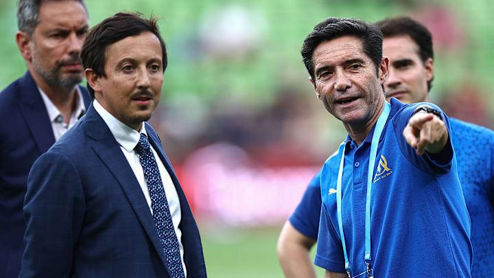 Pablo Longoria, président de l'OM et Marcelino, coach du club olympien