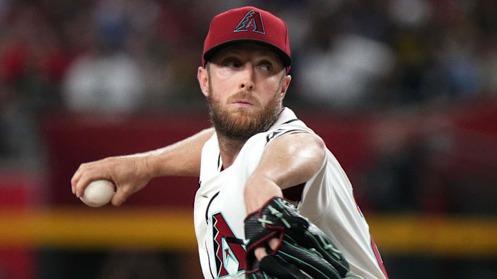 Jun 15, 2025; Phoenix, Ariz., U.S.; Arizona Diamondbacks right-hander Merrill Kelly (29) pitches against the San Diego Padres at Chase Field. Jun 15, 2025; Phoenix, Ariz., U.S.; Arizona Diamondbacks right-hander Merrill Kelly (29) pitches against the San Diego Padres at Chase Field.
