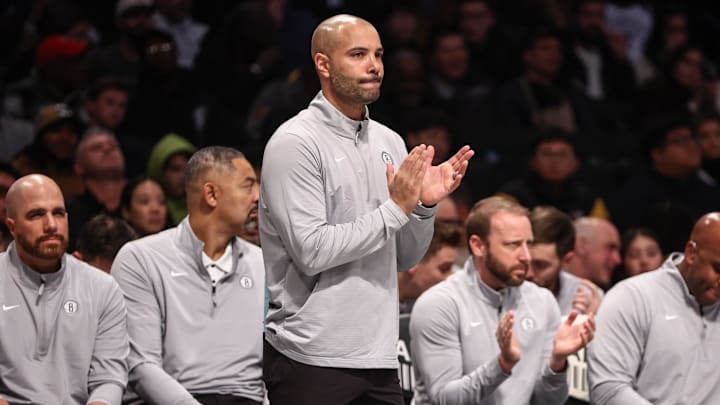 Nov 29, 2024; Brooklyn, New York, USA;  Brooklyn Nets head coach Jordi Fernandez at Barclays Center. Mandatory Credit: Wendell Cruz-Imagn Images