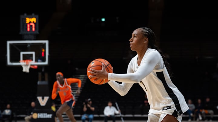 Vanderbilt Commodores guard Mikayla Blakes (1) shoots the ball during the women’s basketball game between the Vanderbilt Commodores and Virginia Cavaliers at Vanderbilt's Memorial Gymnasium in Nashville on Wednesday, Dec. 3, 2025. Vanderbilt Commodores guard Mikayla Blakes (1) shoots the ball during the women’s basketball game between the Vanderbilt Commodores and Virginia Cavaliers at Vanderbilt's Memorial Gymnasium in Nashville on Wednesday, Dec. 3, 2025.