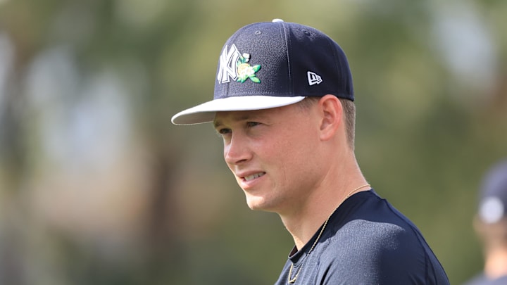 Feb 12, 2026; Tampa, FL, USA; New York Yankees pitcher Will Warren (98) works out during spring training workouts at George M. Steinbrenner Field. Mandatory Credit: Kim Klement Neitzel-Imagn Images Feb 12, 2026; Tampa, FL, USA; New York Yankees pitcher Will Warren (98) works out during spring training workouts at George M. Steinbrenner Field. Mandatory Credit: Kim Klement Neitzel-Imagn Images