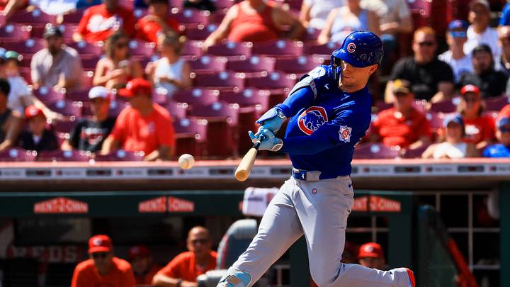 Sep 20, 2026; Cincinnati, Ohio, USA; Chicago Cubs outfielder Pete Crow-Armstrong (4) hits a single in the first inning against the Cincinnati Reds at Great American Ball Park. Mandatory Credit: Katie Stratman-Imagn Images Sep 20, 2026; Cincinnati, Ohio, USA; Chicago Cubs outfielder Pete Crow-Armstrong (4) hits a single in the first inning against the Cincinnati Reds at Great American Ball Park. Mandatory Credit: Katie Stratman-Imagn Images