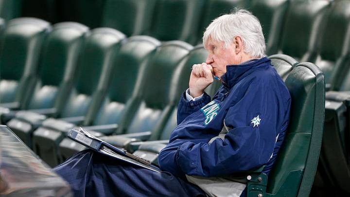 May 18, 2021; Seattle, Washington, USA; Seattle Mariners majority owner John Stanton watches the ninth inning of a game against the Detroit Tigers at T-Mobile Park. Detroit Tigers starting pitcher Spencer Turnbull (not pictured) threw a no-hitter in a 5-0 Detroit victory. Mandatory Credit: Joe Nicholson-USA TODAY Sports
